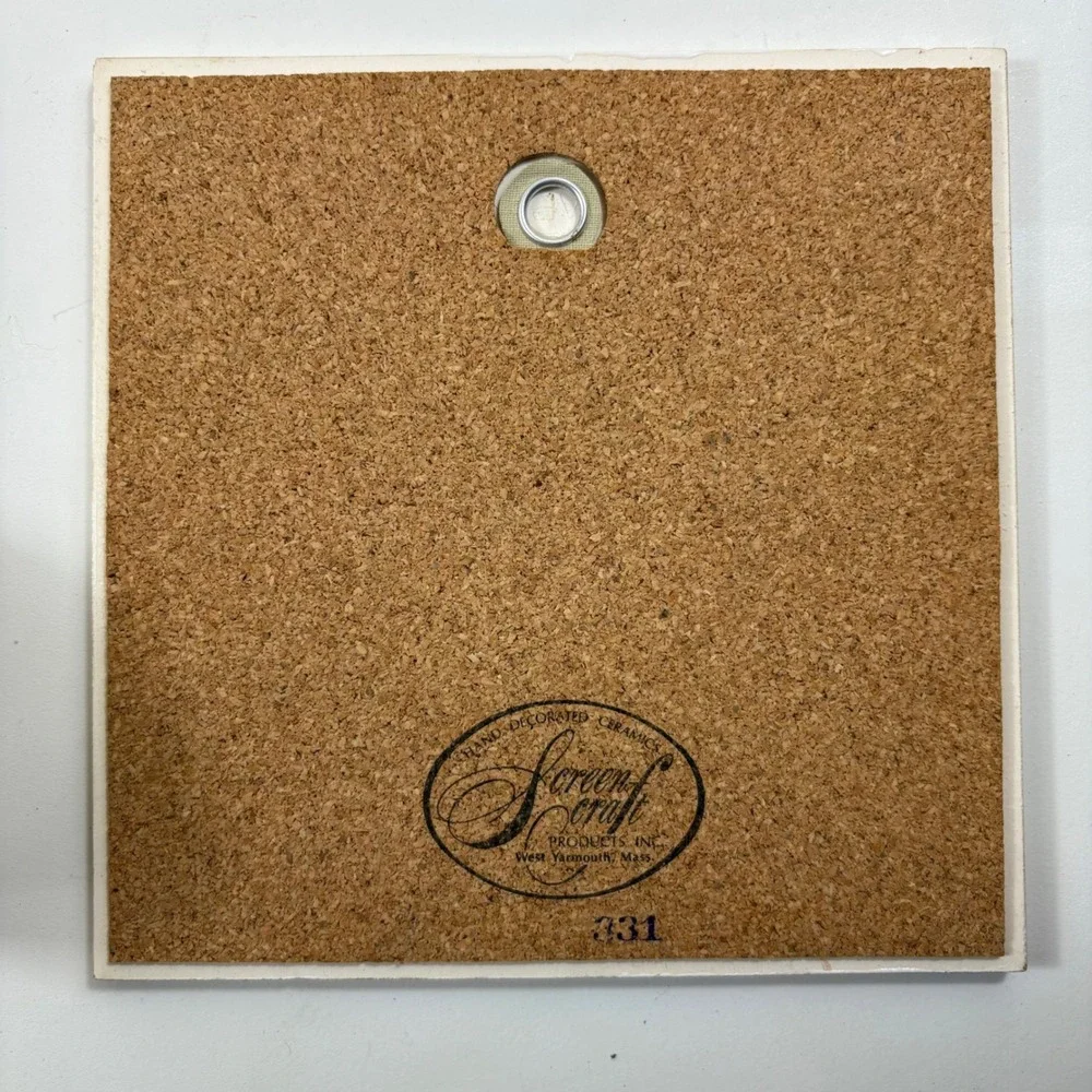 Vintage ScreenCraft Canada Goose Ceramic‎ Tile Cork Back Wall Art